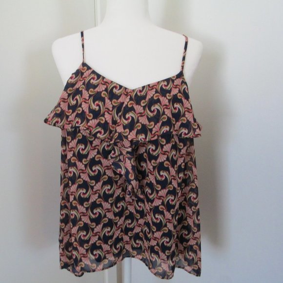 Webster Miami for Target Blue Print Ruffle Neck Cami Size L - Picture 5 of 14